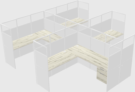 Shared l-shaped cubicle