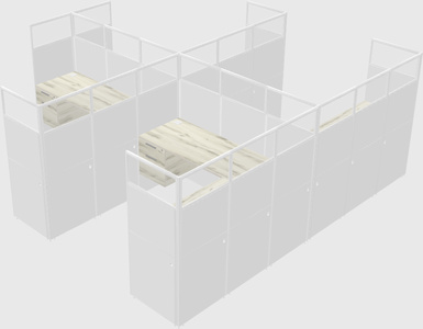 Shared l-shaped cubicle
