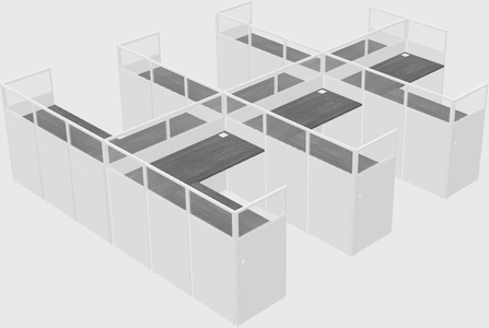 Shared l-shaped cubicle