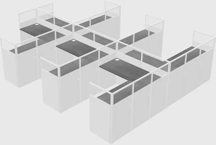 Shared l-shaped cubicle