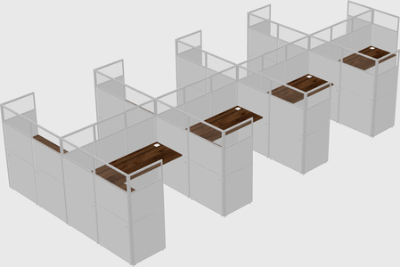 Shared l-shaped cubicle