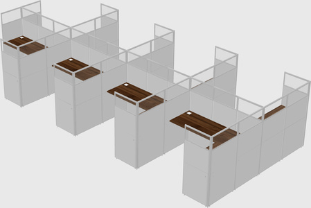 Shared l-shaped cubicle