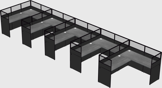 Shared l-shaped cubicle