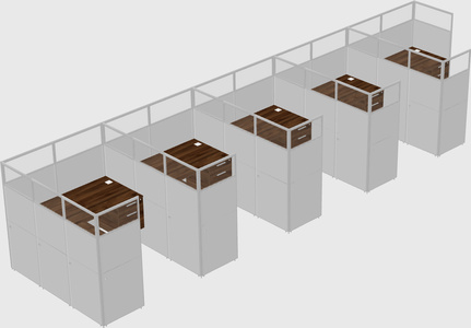 Shared l-shaped cubicle