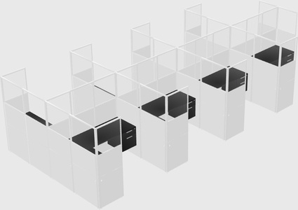Shared l-shaped cubicle