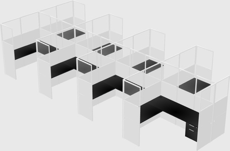 Shared l-shaped cubicle