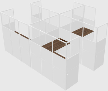 Shared l-shaped cubicle