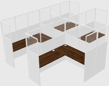 Shared l-shaped cubicle