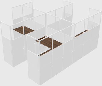 Shared l-shaped cubicle