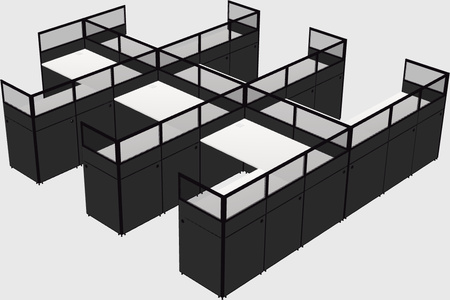 Shared l-shaped cubicle