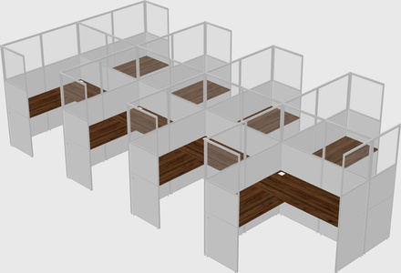 Shared l-shaped cubicle