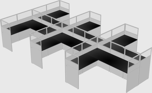Shared l-shaped cubicle