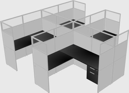 Shared l-shaped cubicle