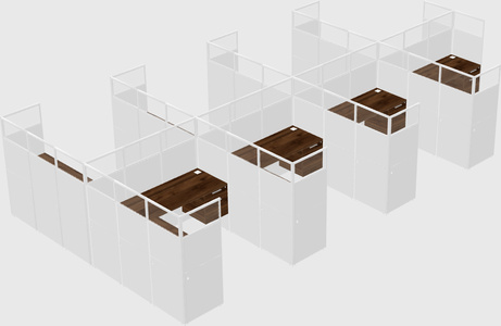 Shared l-shaped cubicle