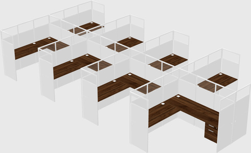 Shared l-shaped cubicle