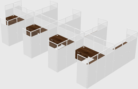 Shared l-shaped cubicle