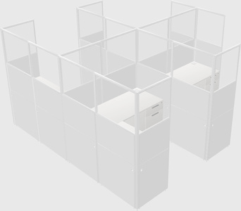 Shared l-shaped cubicle