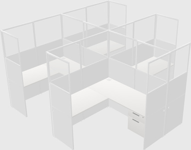 Shared l-shaped cubicle