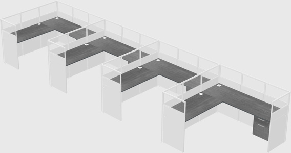 Shared l-shaped cubicle