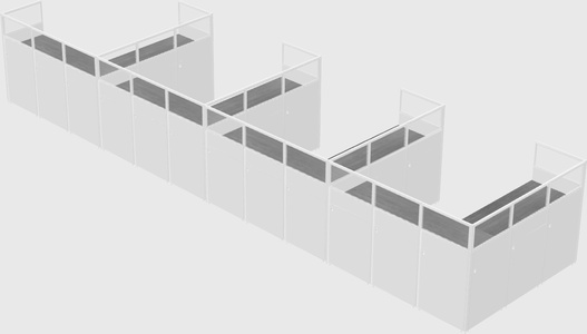 Shared l-shaped cubicle