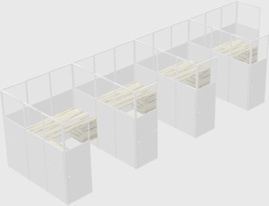Shared l-shaped cubicle