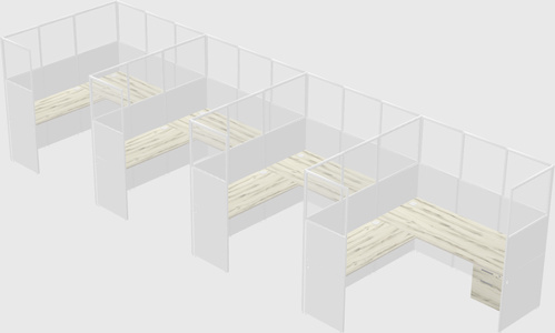Shared l-shaped cubicle