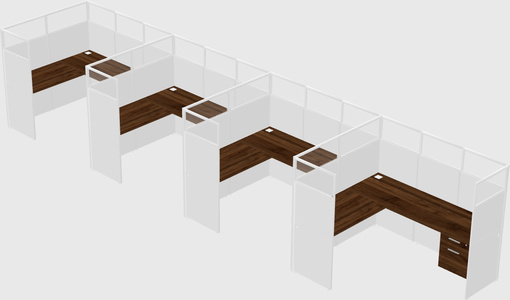 Shared l-shaped cubicle