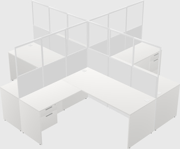 Shared l-shaped cubicles