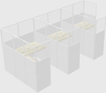 Shared l-shaped cubicle