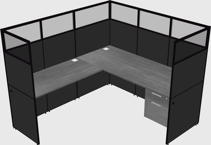 Shared l-shaped cubicle