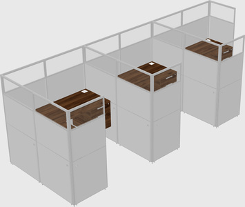 Shared l-shaped cubicle