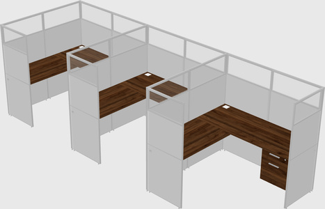 Shared l-shaped cubicle