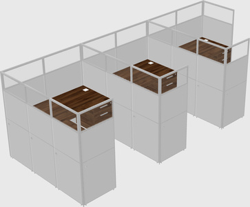 Shared l-shaped cubicle