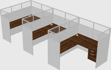 Shared l-shaped cubicle