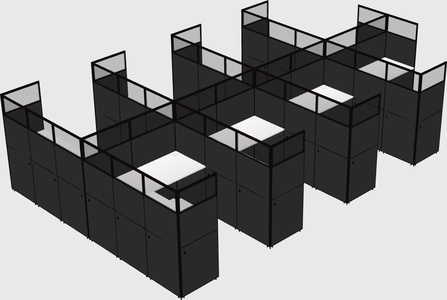 Shared l-shaped cubicle