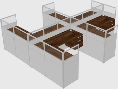 Shared l-shaped cubicle