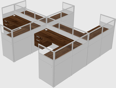Shared l-shaped cubicle