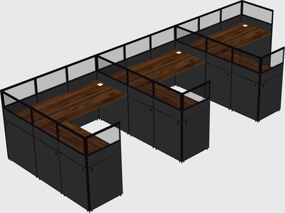 Shared l-shaped cubicle