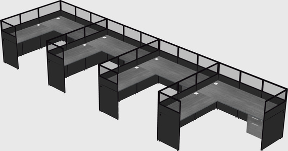 Shared l-shaped cubicle