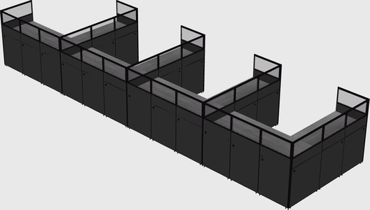 Shared l-shaped cubicle