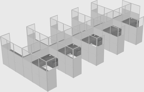 Shared l-shaped cubicle