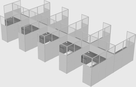 Shared l-shaped cubicle