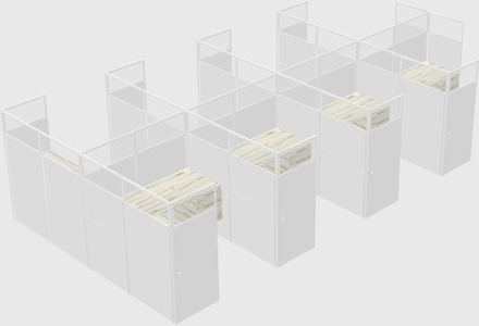 Shared l-shaped cubicle