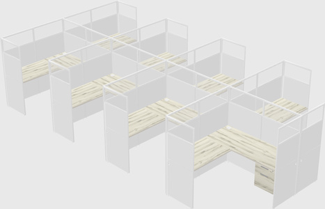 Shared l-shaped cubicle