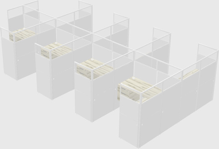 Shared l-shaped cubicle