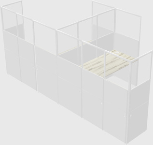 Shared l-shaped cubicle