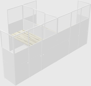 Shared l-shaped cubicle