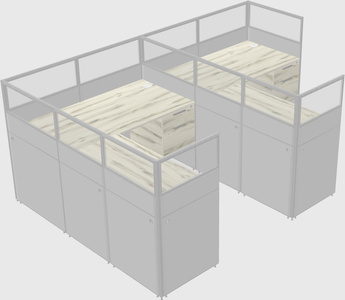 Shared l-shaped cubicle
