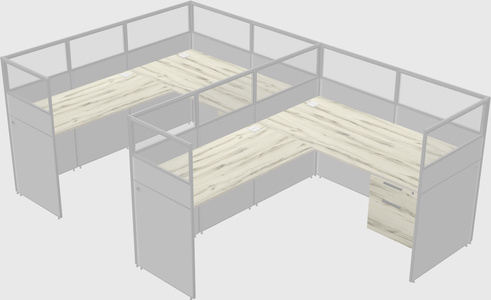 Shared l-shaped cubicle
