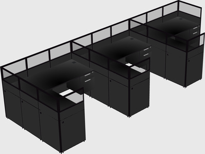 Shared l-shaped cubicle
